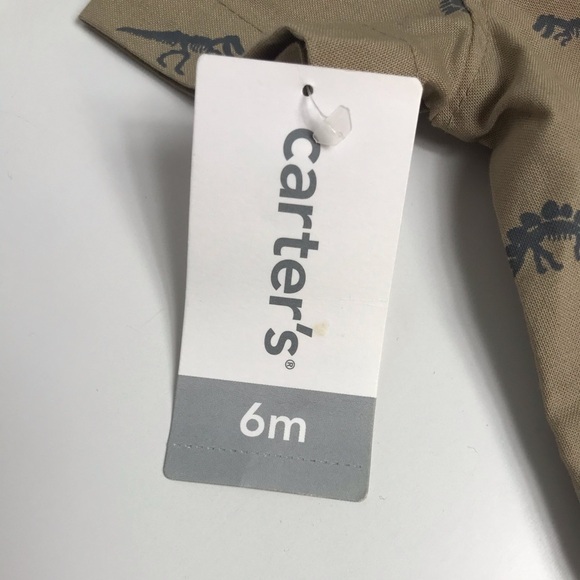 NWT Carter's Baby Boys' Tan Dinosaur Romper - Picture 6 of 9